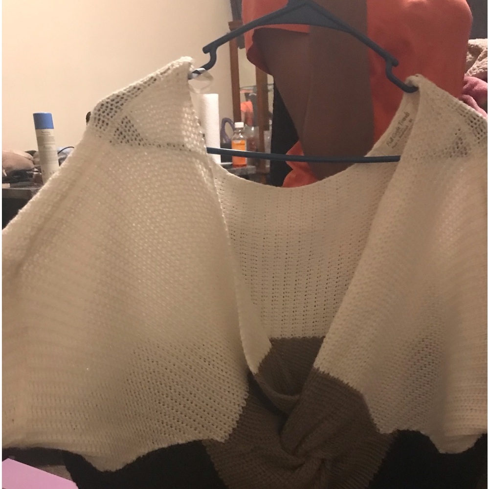 3XL white/brown sweater